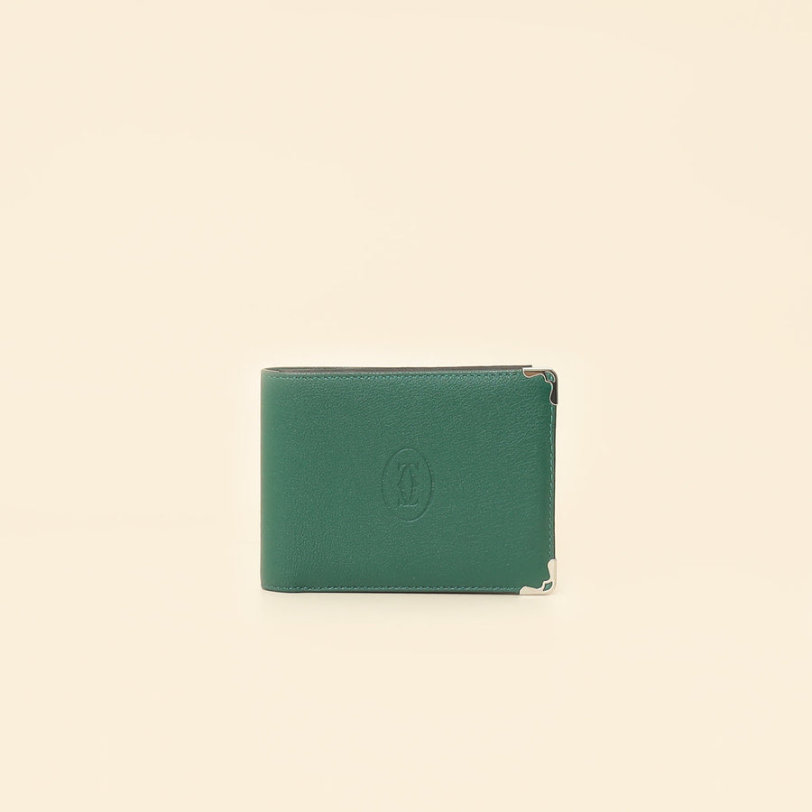 Cartier Green Must de Cartier Wallet W/ MMR Initials