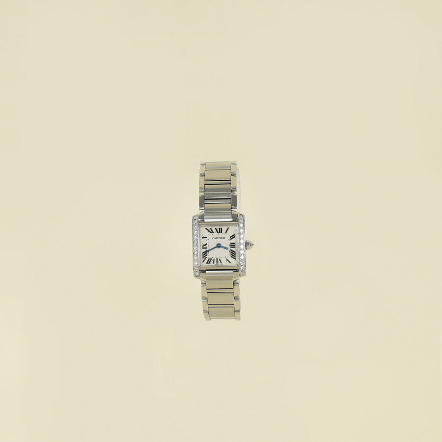 Cartier Stainless Steel Diamond Tank Française Watch