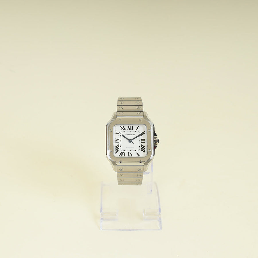 Cartier Stainless Steel Santos De Cartier Medium Model Automatic Movement Watch