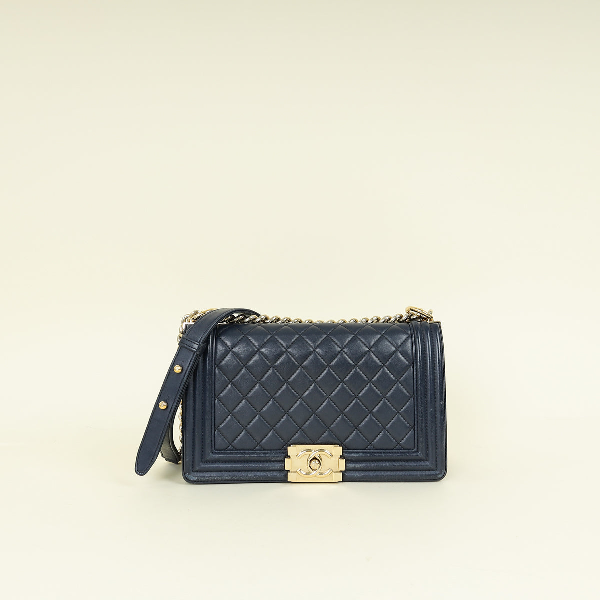 Chanel Navy Blue Le Boy Medium Flap Bag