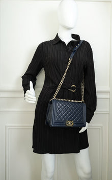 Chanel Navy Blue Le Boy Medium Flap Bag