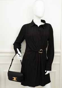 Celine Black Triomphe Shiny Shoulder Bag