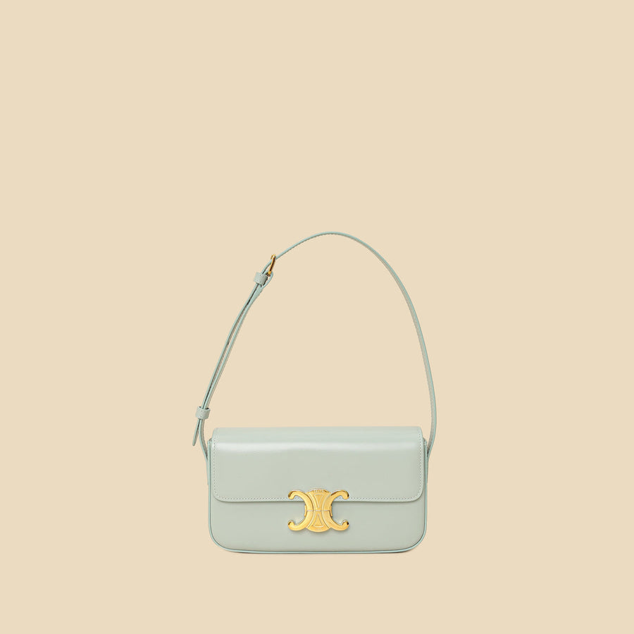 Celine Soft Blue Claude Triomphe Shiny Shoulder Bag