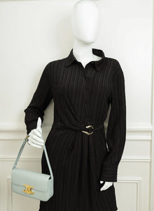 Celine Soft Blue Claude Triomphe Shiny Shoulder Bag