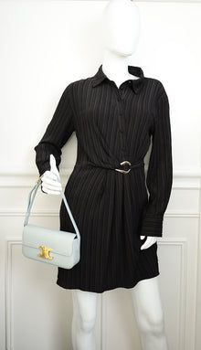 Celine Soft Blue Claude Triomphe Shiny Shoulder Bag