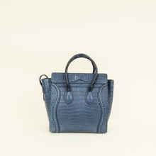 Celine Blue Matte Crocodile Micro Luggage Bag