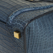 Celine Blue Matte Crocodile Micro Luggage Bag