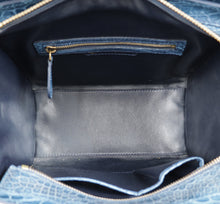 Celine Blue Matte Crocodile Micro Luggage Bag
