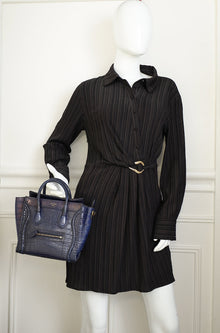 Celine Blue Crocodile Nano Luggage Bag