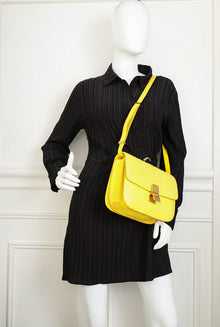 Celine Yellow Python Box Medium Shoulder Bag