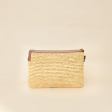 Celine Bicolor Raffia Triomphe Small Wristlet Pouch