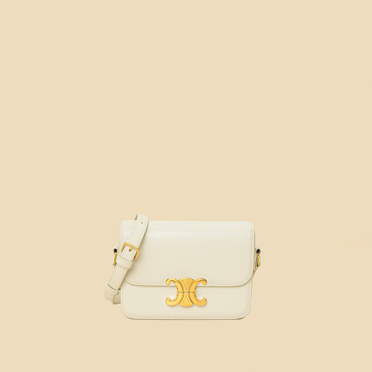 Celine White Teen Triomphe Shoulder Bag
