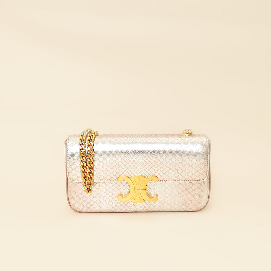 Celine Rose Glace Python Claude Chain Shoulder Bag