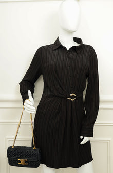 Celine Black Raffia Effect Claude Chain Shoulder Bag
