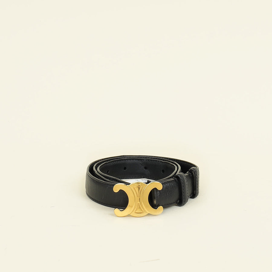 Celine Black Triomphe Belt 25mm Belt