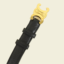 Celine Black Triomphe Belt 25mm Belt