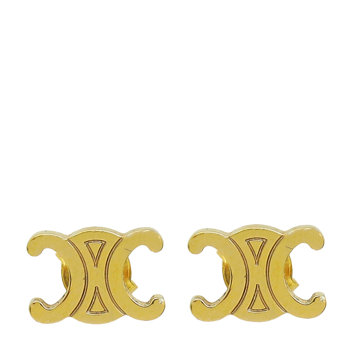 Celine Gold Finish Brass Triomphe Studs Earrings