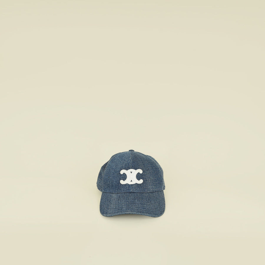 Celine Blue Denim Union Wash Triomphe Baseball Hat