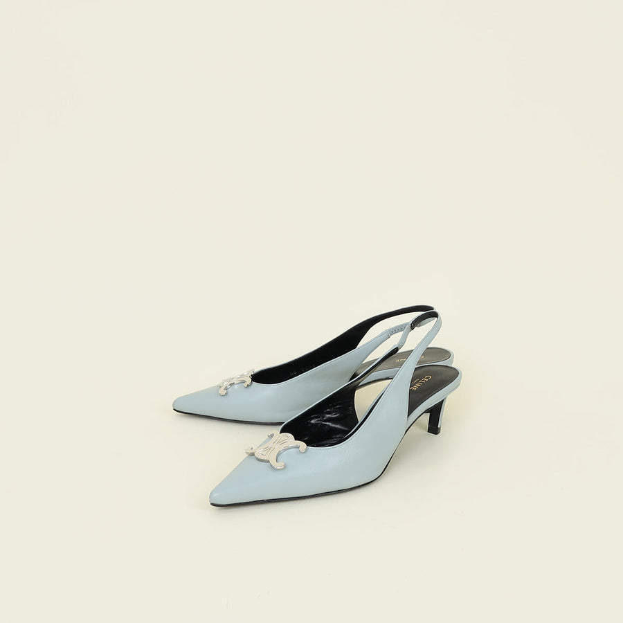 Celine Slate Blue Alma Slingback 36.5