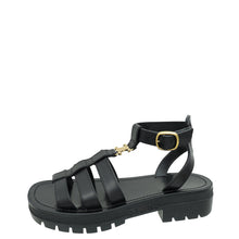 Celine Black Clea Triomphe Gladiator Sandal 37