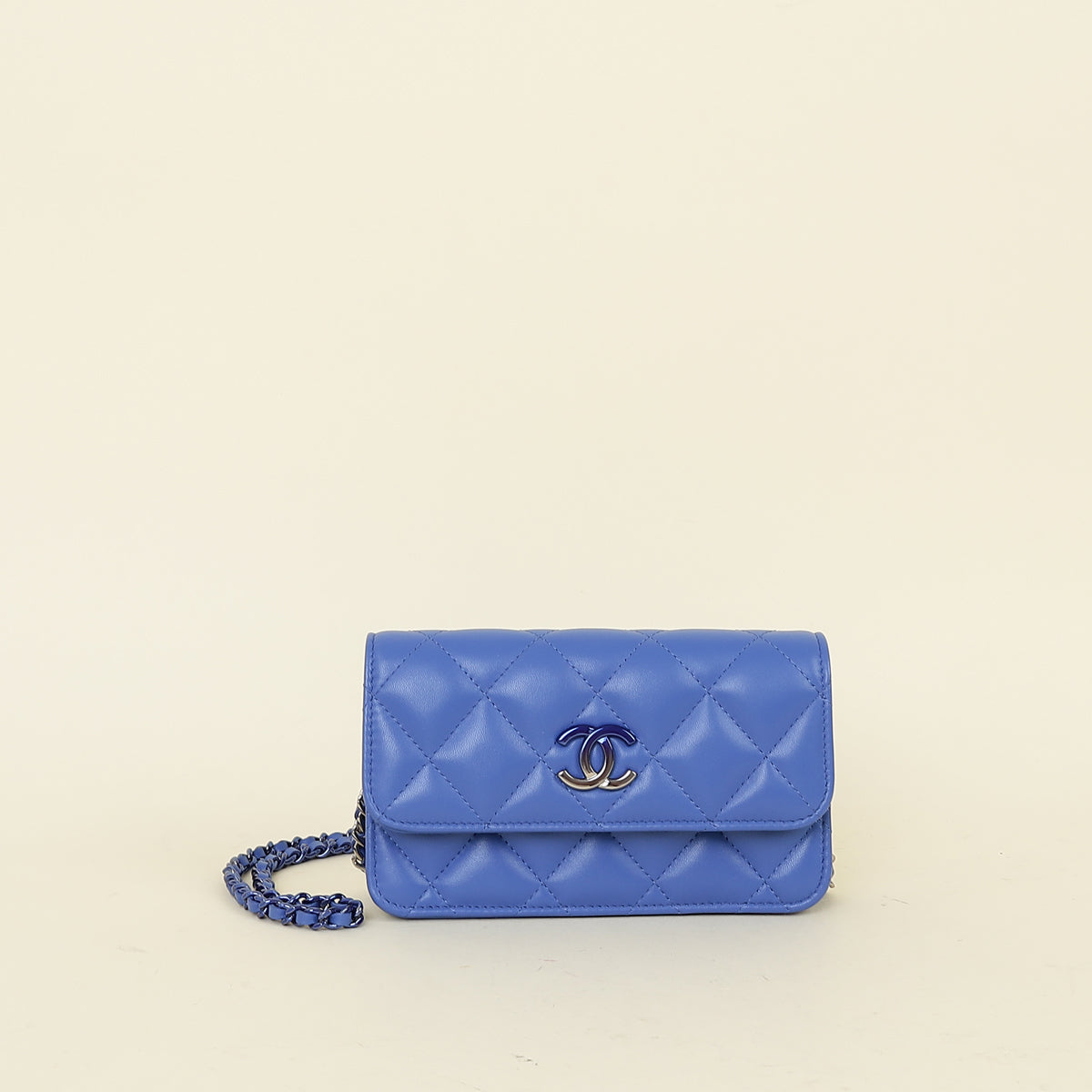 Chanel Blue CC Flap Phone Case with Chain