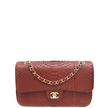 Chanel Burgundy Python CC Classic Double Flap Medium Bag