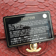 Chanel Burgundy Python CC Classic Double Flap Medium Bag