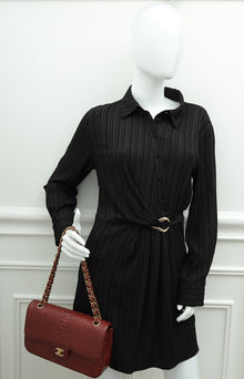 Chanel Burgundy Python CC Classic Double Flap Medium Bag