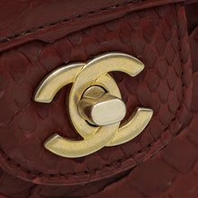 Chanel Burgundy Python CC Classic Double Flap Medium Bag