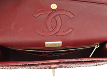 Chanel Burgundy Python CC Classic Double Flap Medium Bag