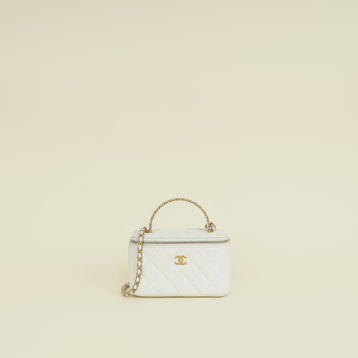 Chanel White CC Top Handle Vanity Chain