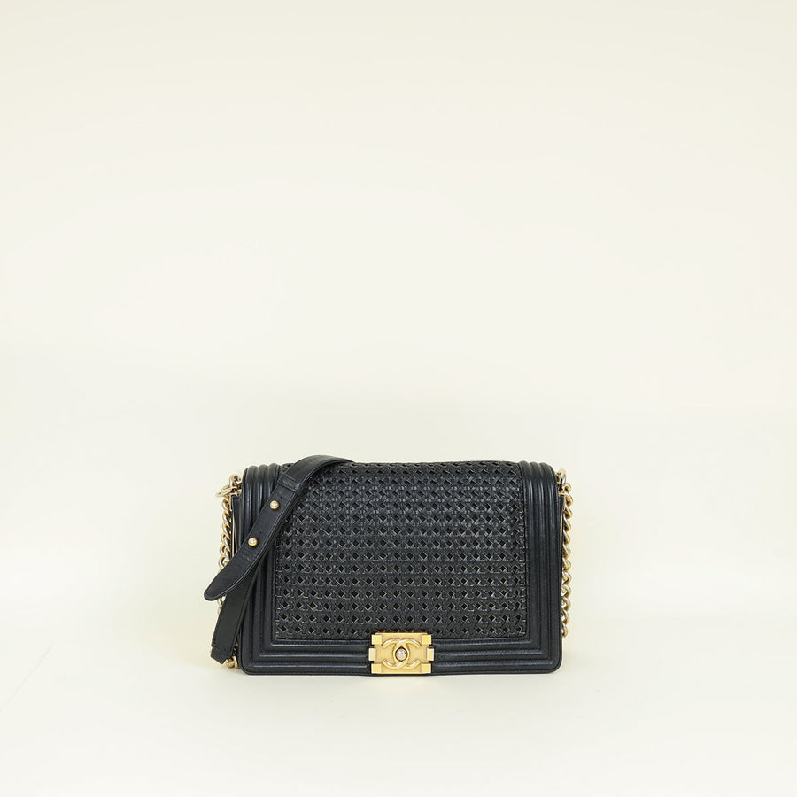 Chanel Black Braided Le Boy Reverso Flap Large Bag