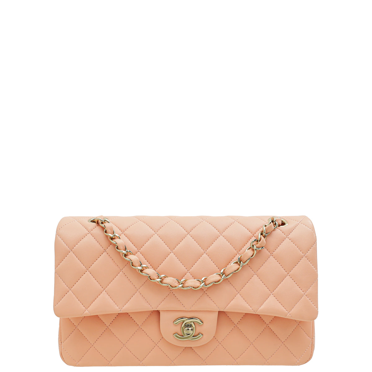 Chanel Salmon Pink CC Classic Double Flap Medium Bag