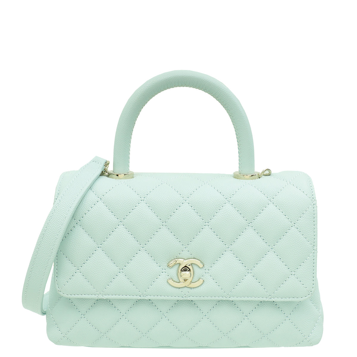 Chanel Light Blue Coco Handle Small Bag