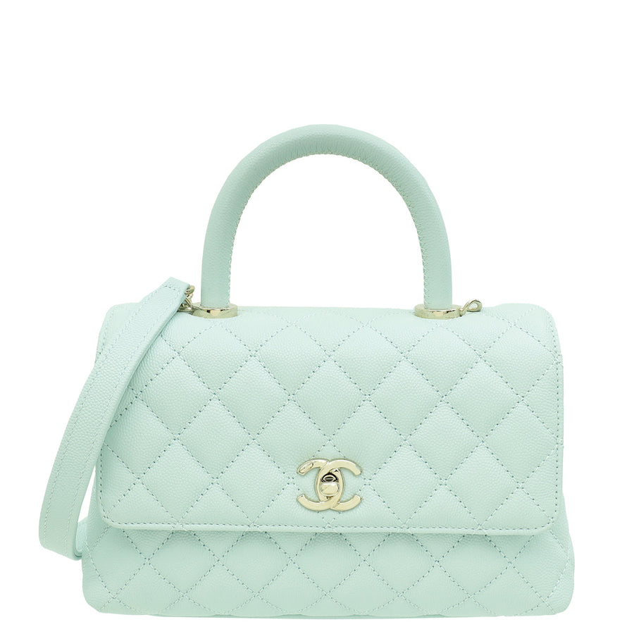 Chanel Light Blue Coco Handle Small Bag