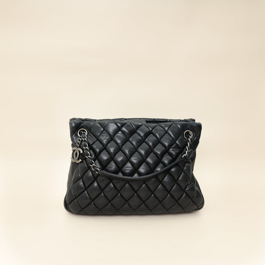 Chanel Black CC Charm Quilted Tote Bag