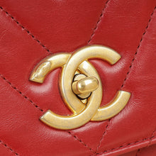 Chanel Red CC Coco Handle Chevron Flap Bag