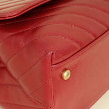 Chanel Red CC Coco Handle Chevron Flap Bag