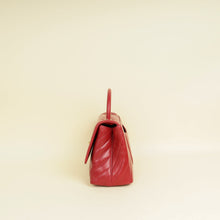 Chanel Red CC Coco Handle Chevron Flap Bag