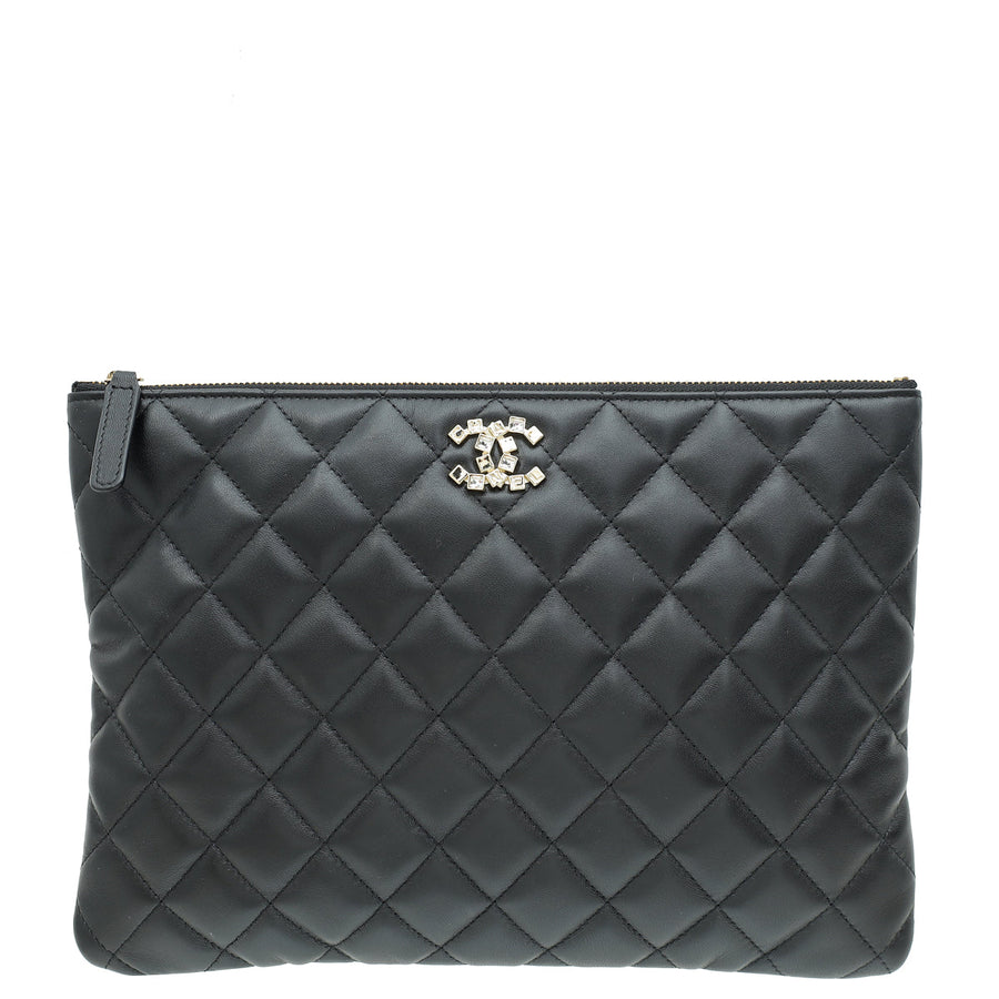 Chanel Black CC Quilted Zip Pouch