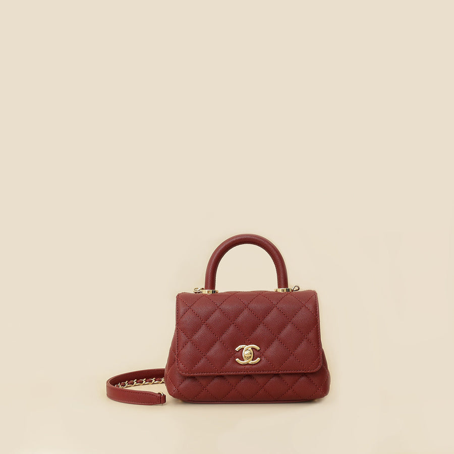 Chanel Burgundy Mini Coco Handle Bag