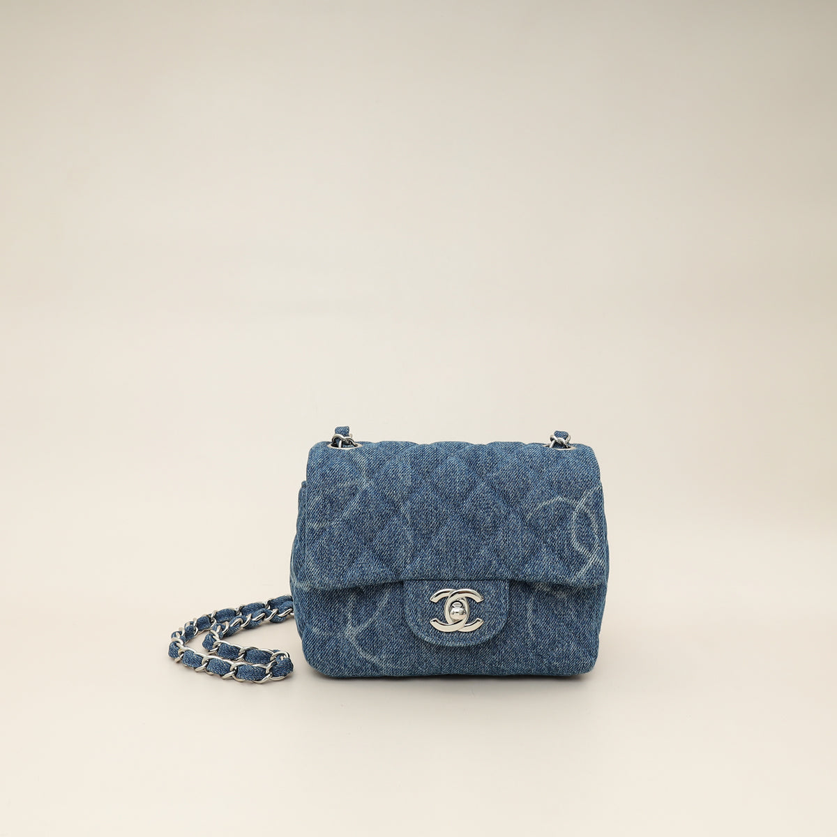 Chanel Blue CC Denim Print Mini Square Bag