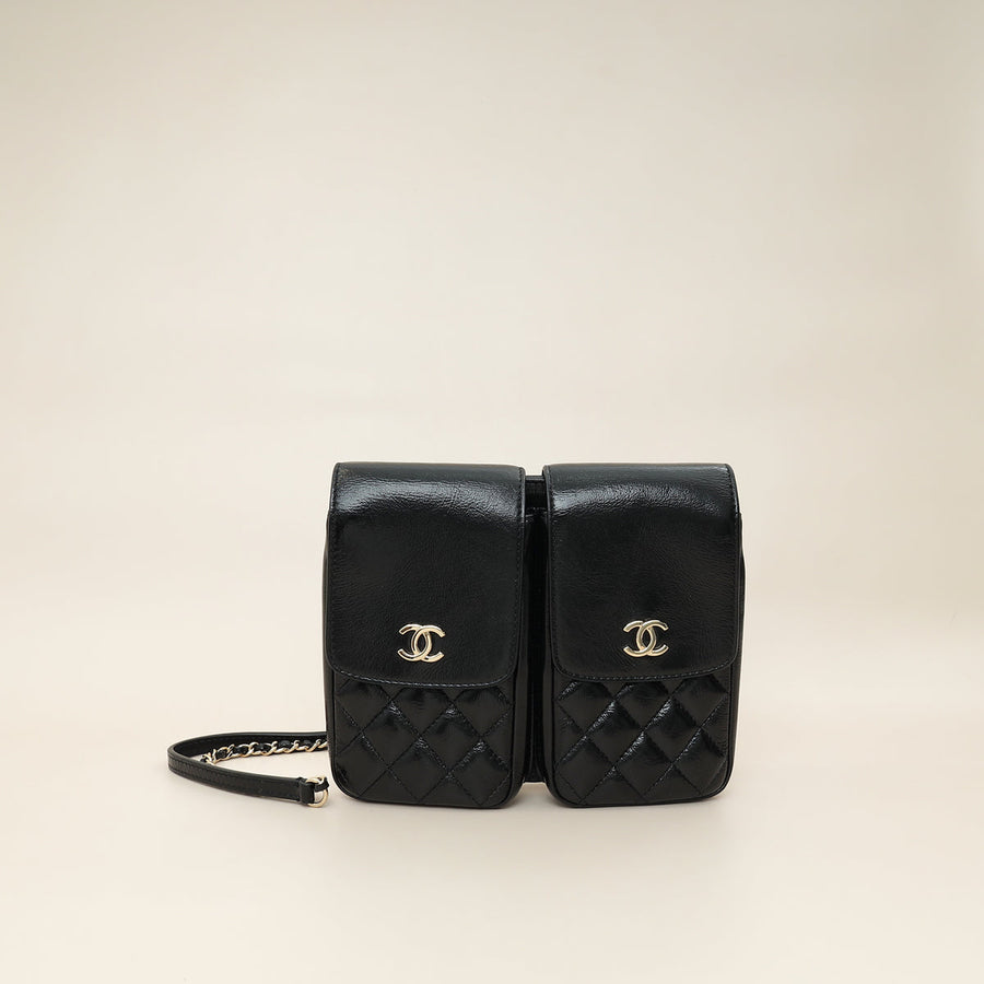 Chanel Black CC Double Pocket Flap Crossbody Bag
