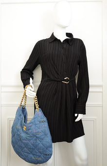 Chanel Blue Printed Denim Mood Maxi Hobo Bag