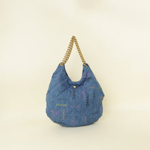 Chanel Blue Printed Denim Mood Maxi Hobo Bag