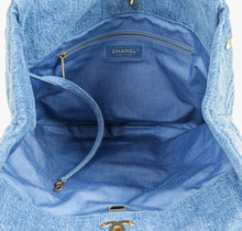 Chanel Blue Printed Denim Mood Maxi Hobo Bag