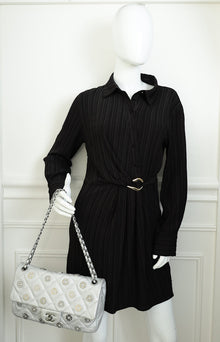 Chanel Silver CC Perforated Paris-Dubai Medal Single Flap Bag