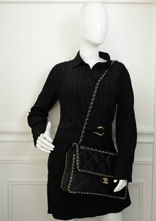 Chanel Black CC Satin Quilted Flap Bag