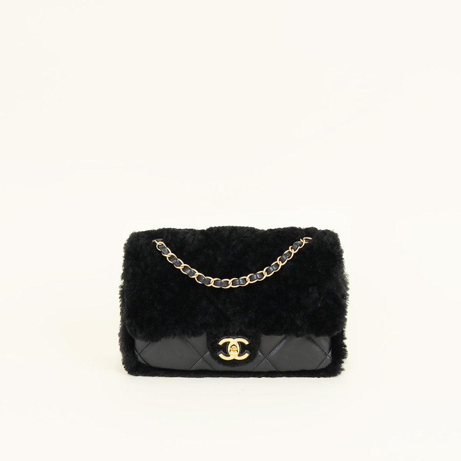 Chanel Black Furry Coco Flap Bag
