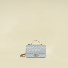 Chanel Metallic Gray Mini Rectangular Flap Top Handle Bag